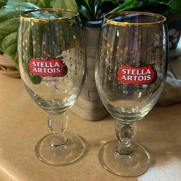 Stella Artois 12oz “Enjoy the Present” Beer Glasses set of 2 - Picture 1 of 3